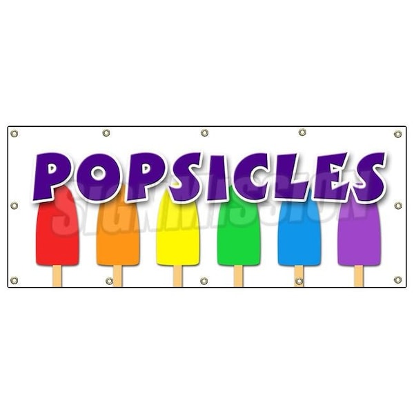 POPSICLES BANNER SIGN frozen fruit dessert ice pop stick freeze pop ice